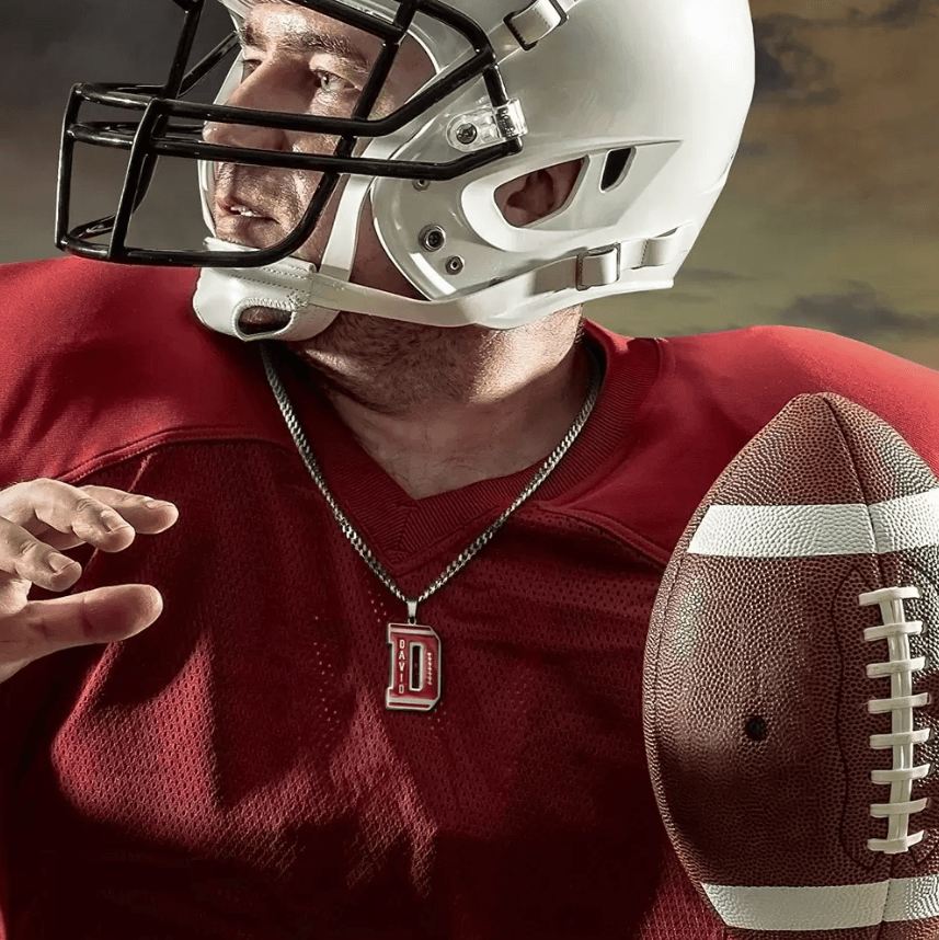 Football Necklace | American Football Ball Team Necklace | Custom Engraved Initial & Number Football Necklace | Kids, Athlete, Fan Gifts - Belbren