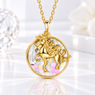 Gold round unicorn locket necklace for girls with 3D unicorn design