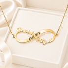 Custom two names infinity necklace with date in gold