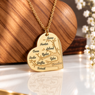 Gold personalized family tree necklace with engraved names