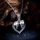 Gothic Eternal Bond Silver Necklace – Custom Skull Heart Pendant with Birthstone Eyes - Belbren