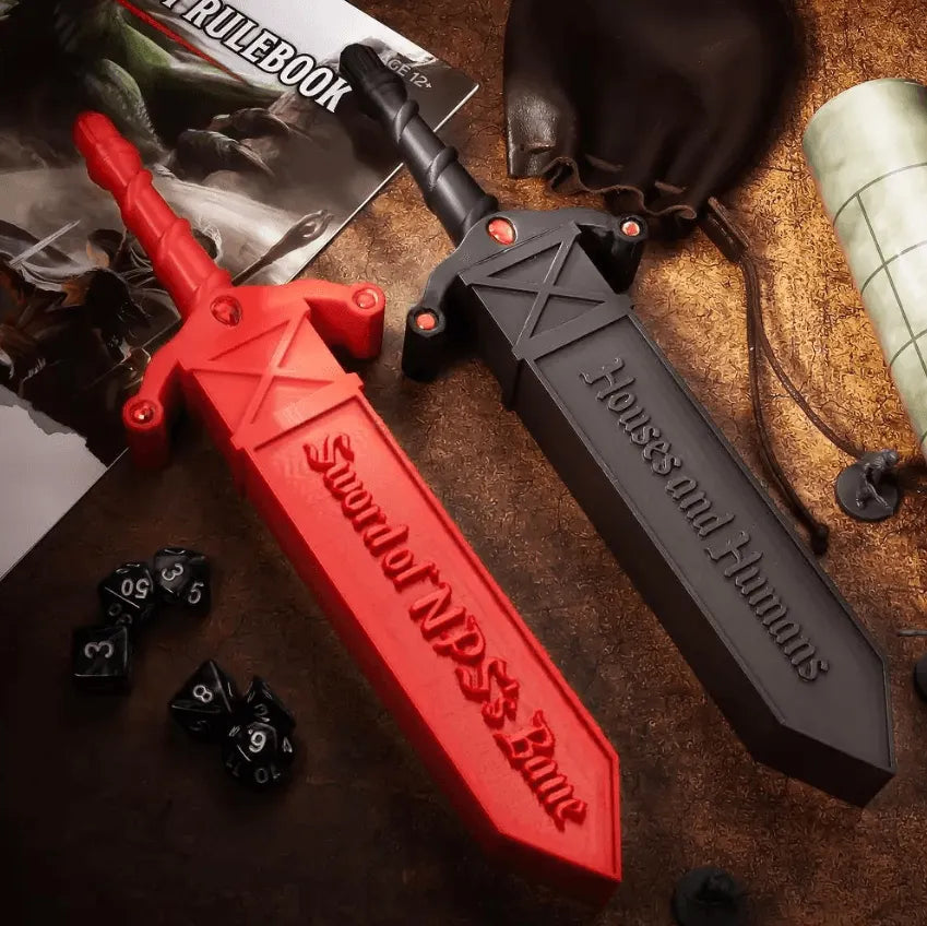 Hex Blade Polyhedral Dice Holder Dagger | Custom Engraved Dice Vault for Tabletop RPG | 3D Printed Dice Storage - Belbren