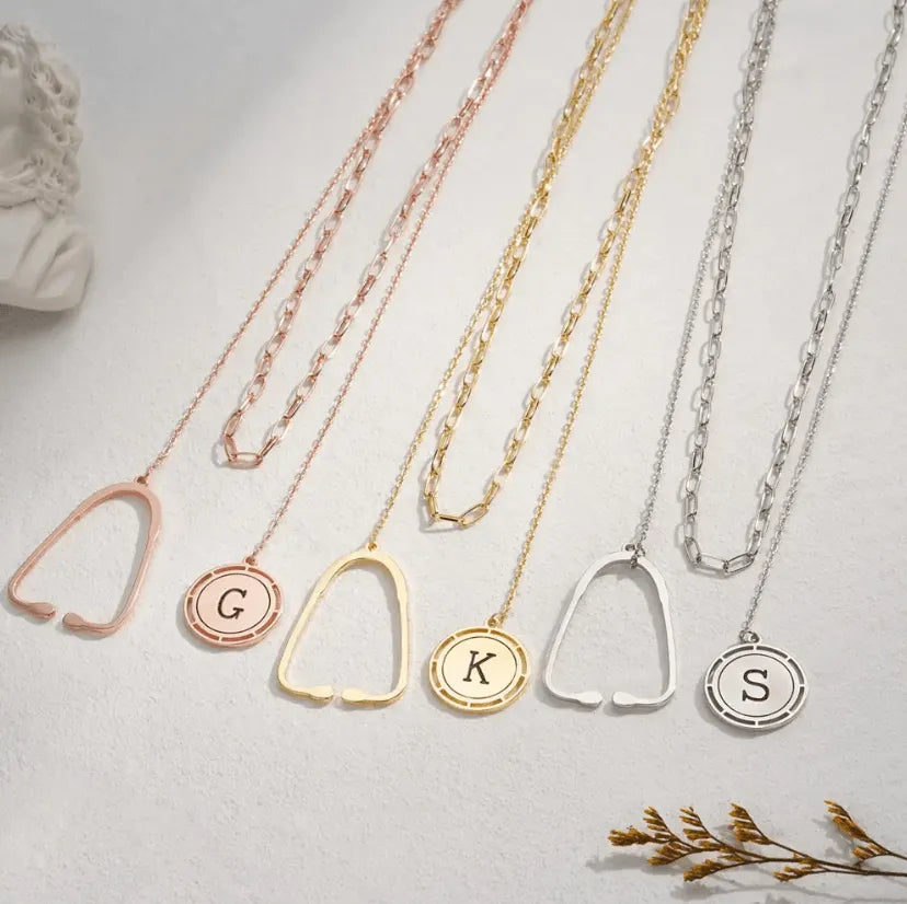 Layered Personalized Stethoscope Necklace with Custom Initial Charm – Perfect Gift for Doctors, Nurses, and Medical Professionals - Belbren
