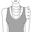 Illustration showing necklace lengths from 14 to 22 inches on a woman's chest, providing a visual guide for choosing the perfect necklace size.