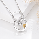 Silver sun and moon ring holder necklace with celestial charm design