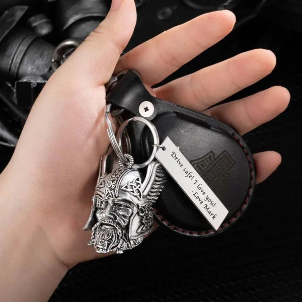 Odin Viking God Guardian Bell Keychain – Motorcycle Ride Protection, Norse Mythology Biker Keychain for Men, Good Luck Charm, Gift for Motorcyclists - Belbren