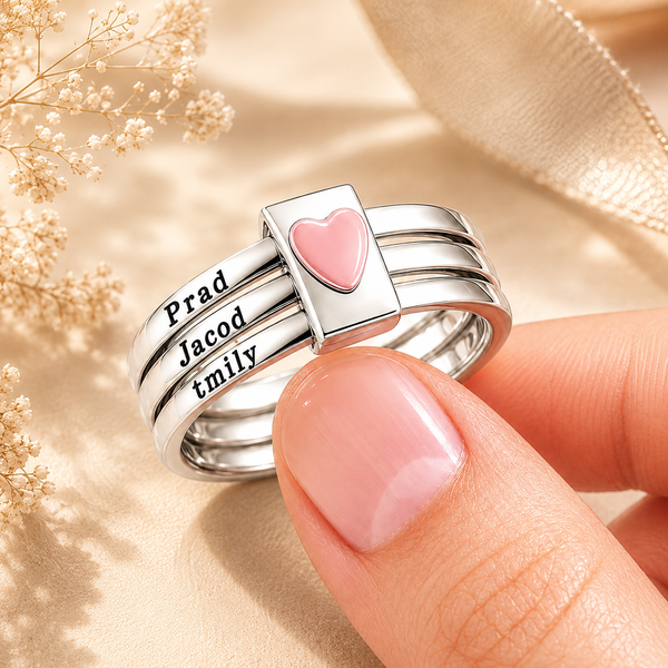 Personalized Family Name Stacking Ring for Mom & Grandma – 925 Sterling Silver