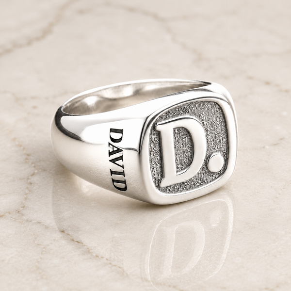 Personalized Square Initial Signet Ring for Men & Women