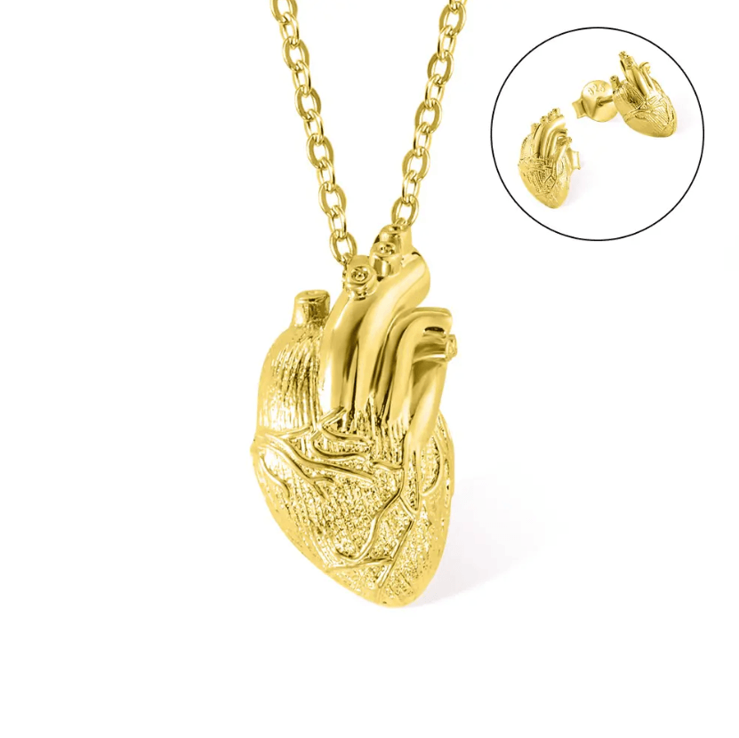 Personalized Anatomical Heart Necklace - Custom Engraved Medical Jewelry for Healthcare Professionals in Gold, Silver, or Rose Gold - Belbren