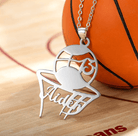 Personalized Basketball Pendant Necklace - Customizable with Name and Jersey Number, Available in Sterling Silver, Stainless Steel, or Brass - Belbren