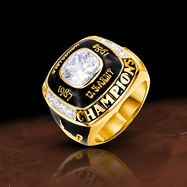 Personalized championship ring customized with a name or team for players and sports fans