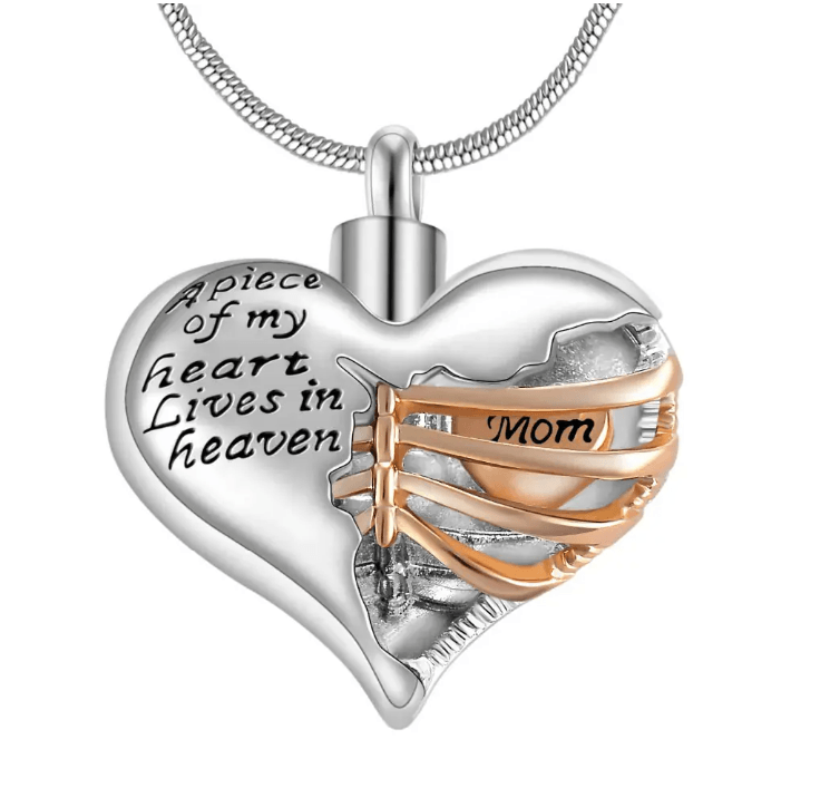 Personalized Custom Ribbed Heart Urn Necklace with Engraved Little Heart – Memorial Ash Pendant for Loved Ones and Pets - Belbren