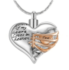 Personalized Custom Ribbed Heart Urn Necklace with Engraved Little Heart – Memorial Ash Pendant for Loved Ones and Pets - Belbren