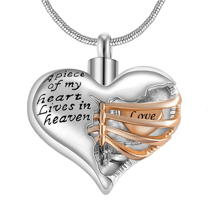 Personalized Custom Ribbed Heart Urn Necklace with Engraved Little Heart – Memorial Ash Pendant for Loved Ones and Pets - Belbren