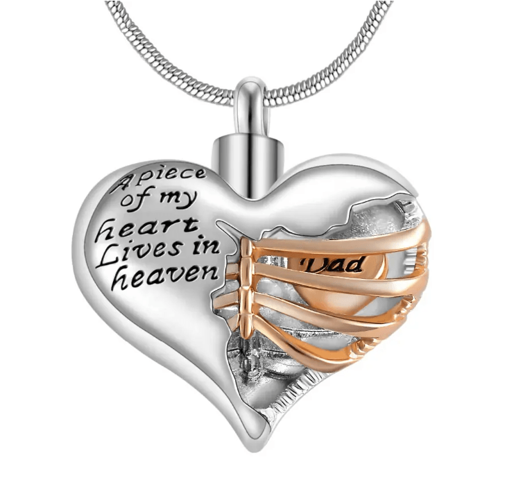 Personalized Custom Ribbed Heart Urn Necklace with Engraved Little Heart – Memorial Ash Pendant for Loved Ones and Pets - Belbren