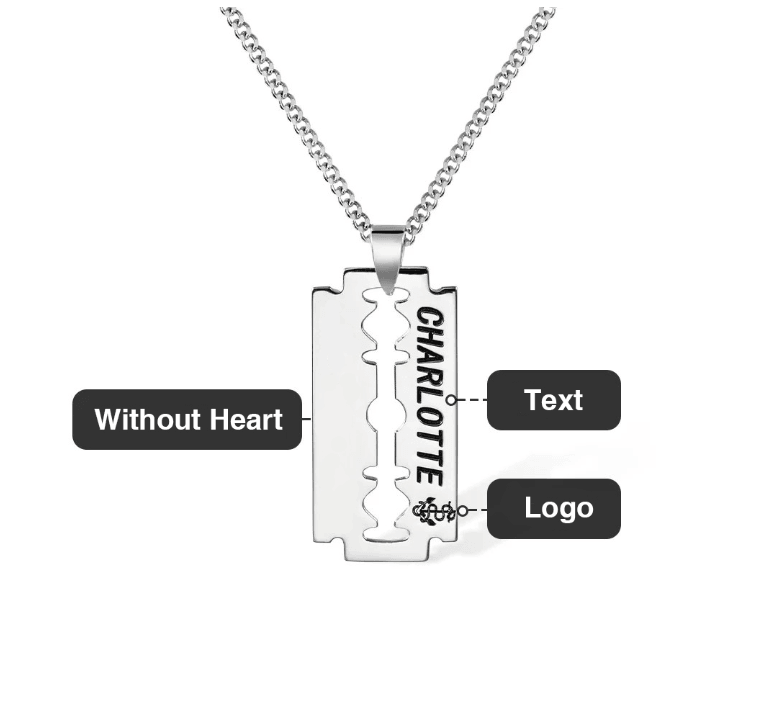 Personalized Engraved Razor Blade Necklace - Custom Name & Date Pendant, Men's Hip-Hop Style Jewelry, Ideal for Birthday, Anniversary, Father's Day Gift - Belbren