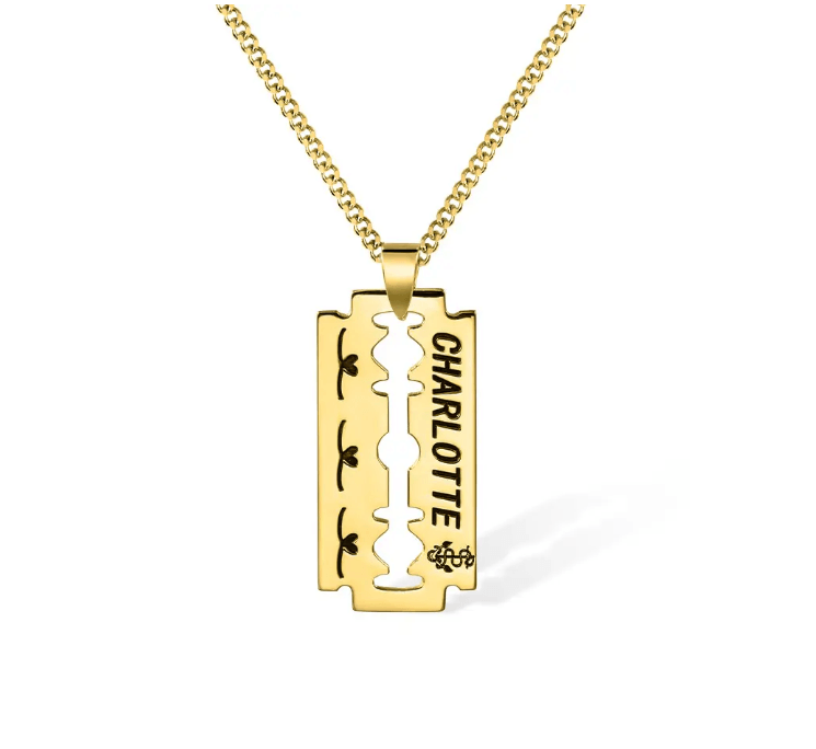 Personalized Engraved Razor Blade Necklace - Custom Name & Date Pendant, Men's Hip-Hop Style Jewelry, Ideal for Birthday, Anniversary, Father's Day Gift - Belbren