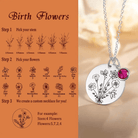 Personalized Family Birth Flower Bouquet Necklace - Custom Engraved Birth Month Flowers & Birthstones - Ideal Mother's Day Gift for Mom - Belbren