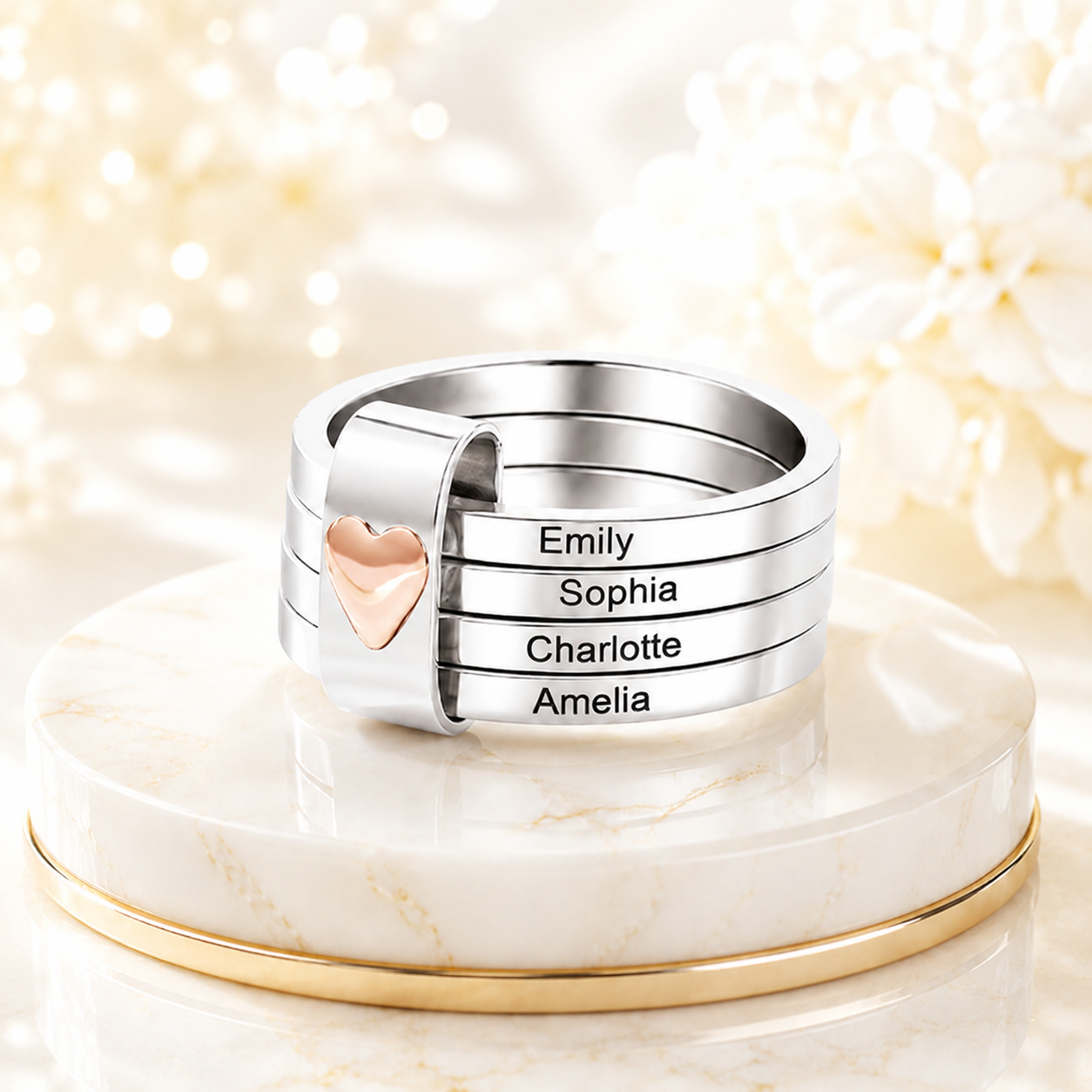 sterling silver stackable rings kids names
