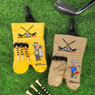 Custom yellow and light brown golf ball bags with cartoon face photo designs