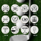 Personalized golf ball marker engraving design options GM10 to GM21