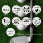 Personalized golf ball marker monogram and engraving design options GM1 to GM9
