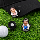 Custom Eleanor and William personalized golf ball markers with magnetic hat clip