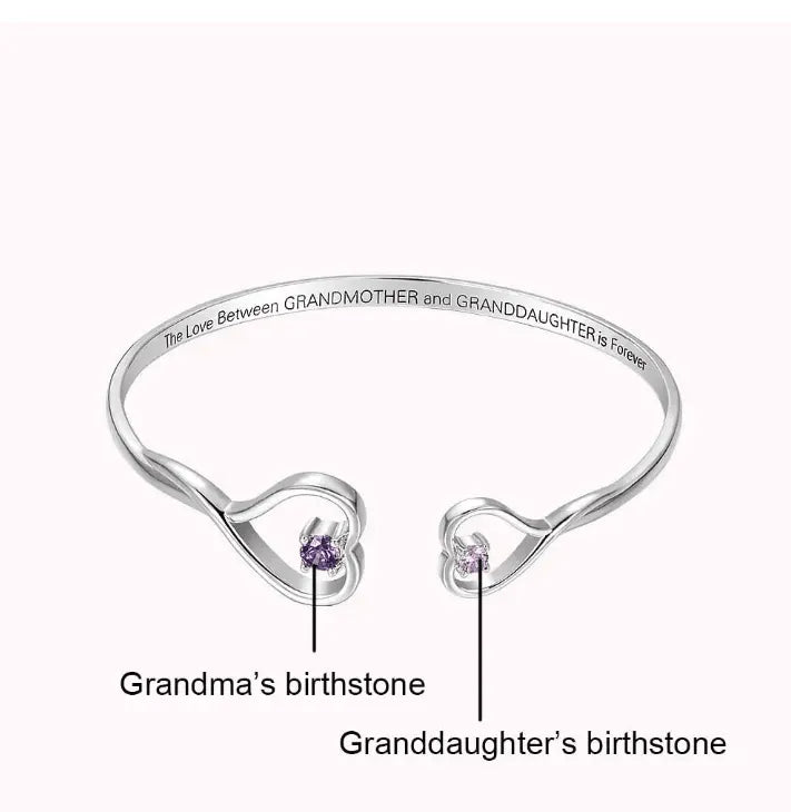 Personalized Grandma Granddaughter Heart Bracelet Custom