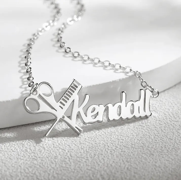 Personalized Hairdresser Scissors Comb Necklace - Custom Name Stylist Jewelry, Professional Hair Salon Gift, Durable & Stylish - Belbren