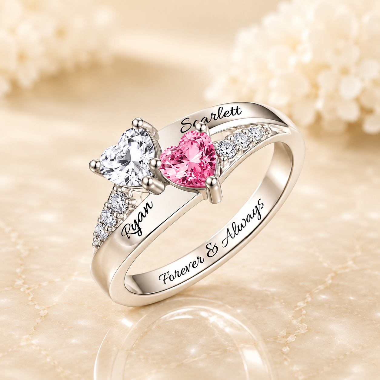 Personalized Heart Birthstone Ring for Couples – Belbren