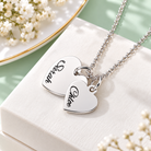 Personalized silver two heart name necklace gift for her