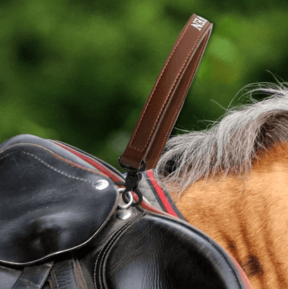 Personalized Horse Tack Leather Grab Strap for Saddle - Custom Handle with Name for Ponies & Riders - Belbren