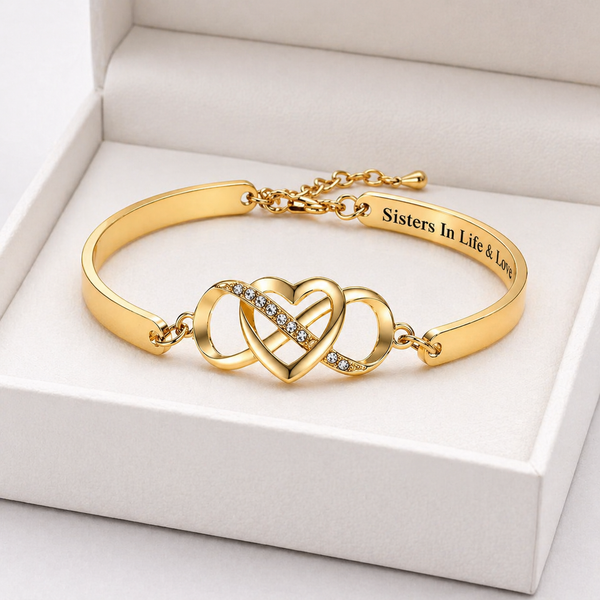 Personalized Infinity Heart Bracelet, Engraved Name Gift for Mom & Grandma