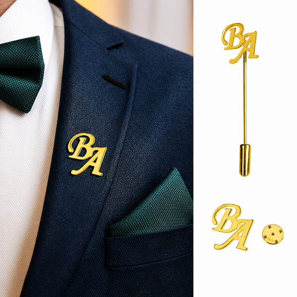 Personalized Initial & Name Lapel Pin with 6 Font Styles
