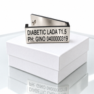 Personalized medical ID tag for Apple Watch band with custom engraved name and contact details