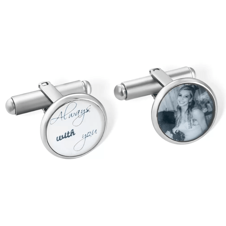 Personalized Memorial Photo Cufflinks for Grooms - Customizable Wedding Picture Cufflinks for Men - Belbren