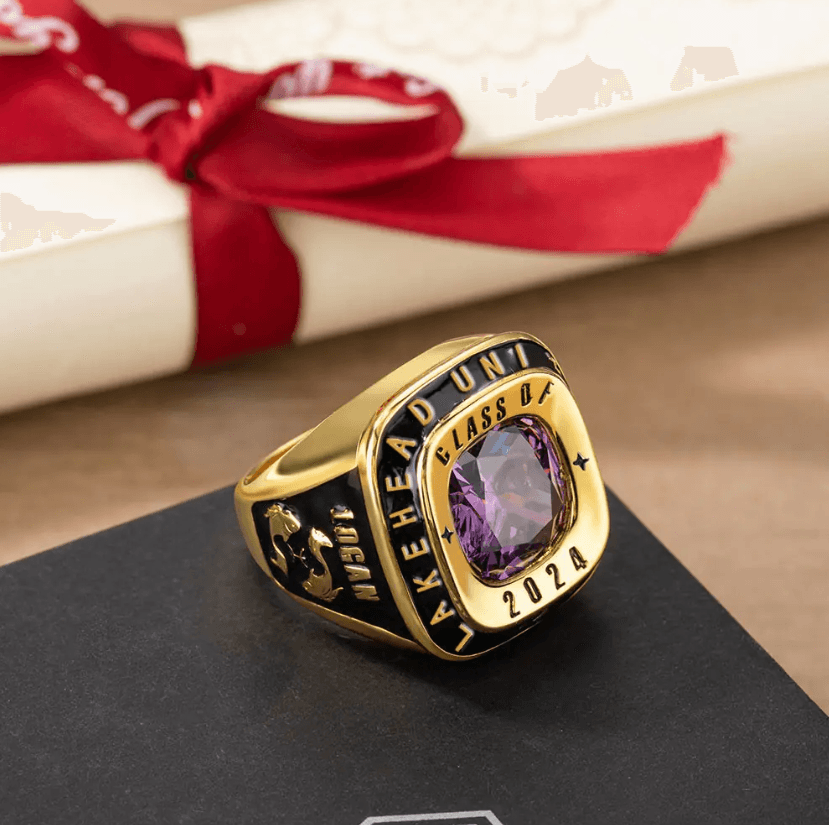 Personalized Men's Class Ring - Custom Engraved for High School, College & University Graduation - Available in Silver, Gold, and Rose Gold - Belbren