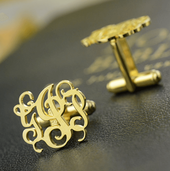 Gold Plated Sterling popular Silver Monogram Cuff Links