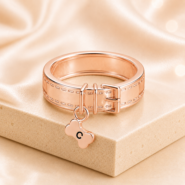 Personalized Pet Collar Ring with Initial Charm