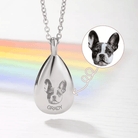 Personalized Photo Engraved Teardrop Cremation Urn Necklace for Ashes - Custom Memorial Pendant Jewelry - Belbren