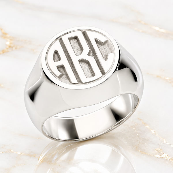 Personalized Block Monogram Signet Ring - Custom Initial Ring