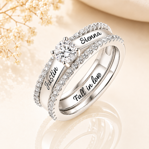 Personalized Stackable Promise Ring Set for Couples