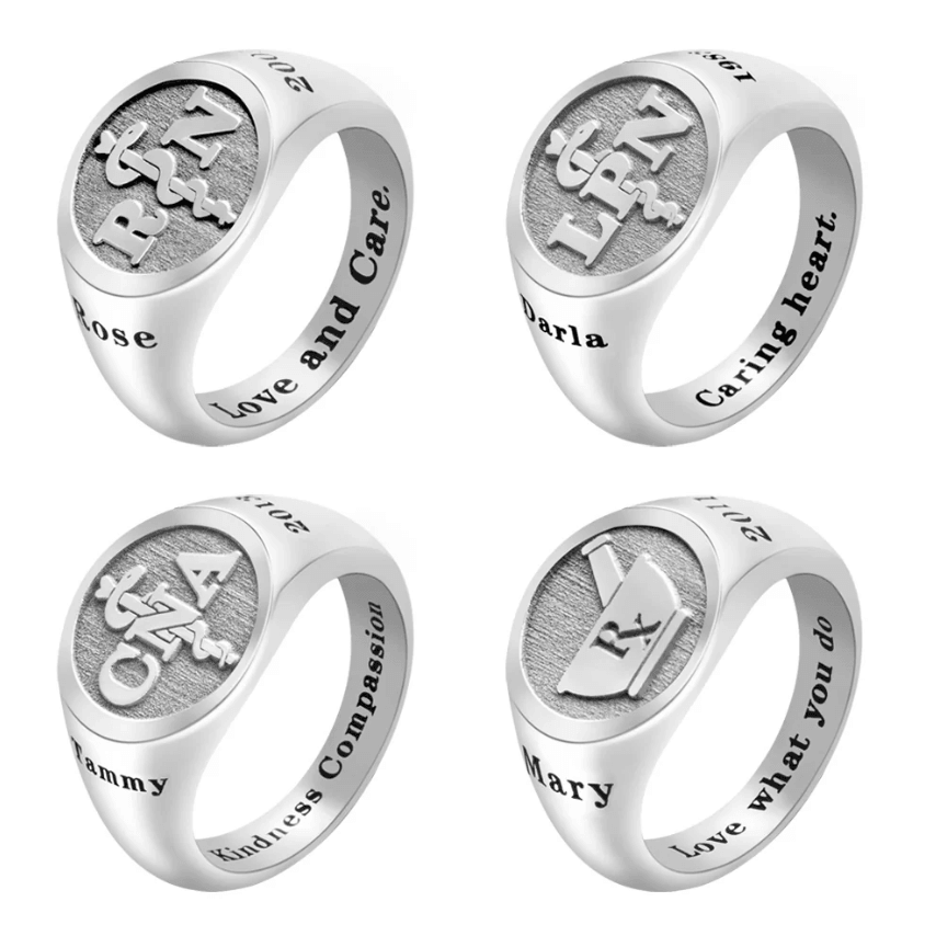 Personalized Sterling Silver Medical Signet Ring for Doctors, Nurses, Graduates - Customizable Healthcare Professional Gift - Belbren