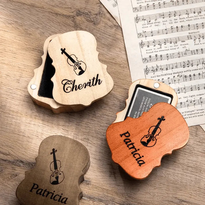 Personalized Violin Rosin Box - Custom Wooden Rosin Case for Violin, Viola, Cello, Bass - Ideal Gift for Musicians, Music Teachers, Students - Belbren