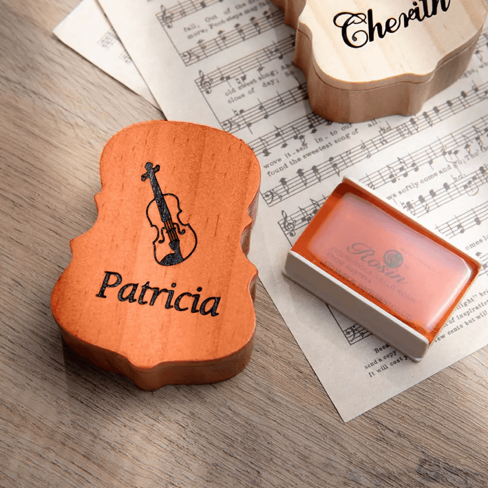 Personalized Violin Rosin Box - Custom Wooden Rosin Case for Violin, Viola, Cello, Bass - Ideal Gift for Musicians, Music Teachers, Students - Belbren