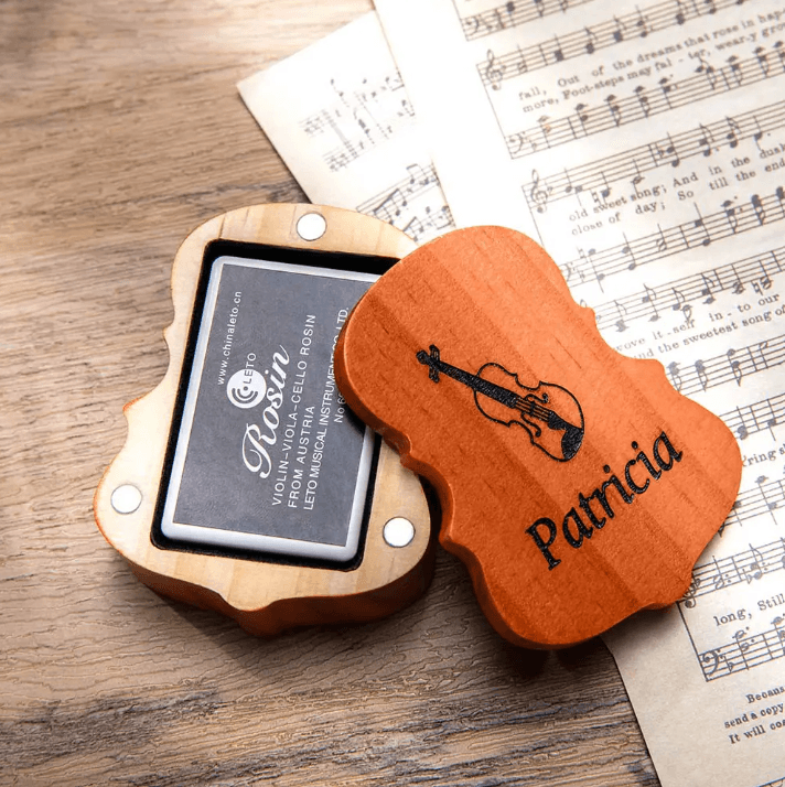 Personalized Violin Rosin Box - Custom Wooden Rosin Case for Violin, Viola, Cello, Bass - Ideal Gift for Musicians, Music Teachers, Students - Belbren