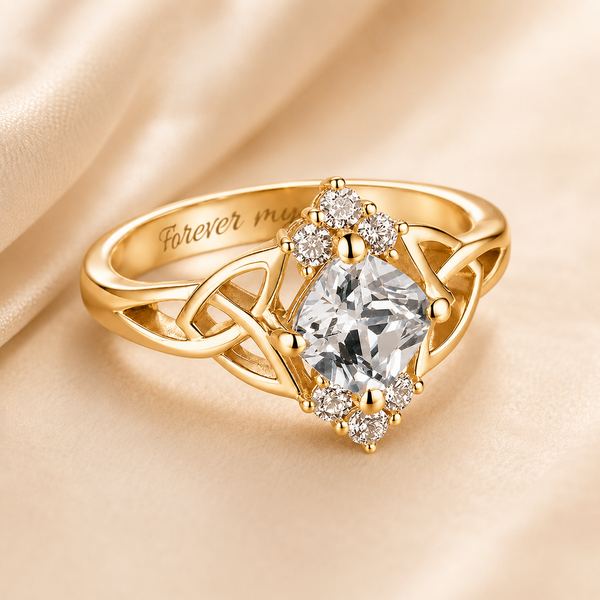 Celtic Knot Sterling Silver Ring - Personalized Birthstone Engagement Ring, Irish Promise Band