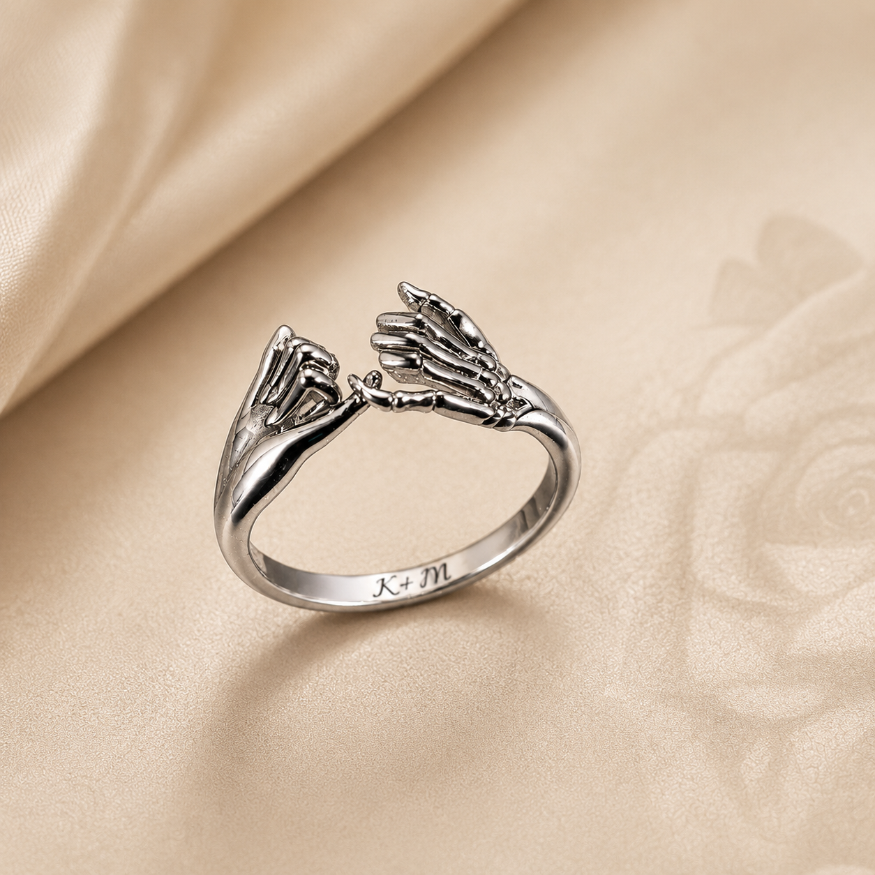 Personalized Skeleton Hand Pinky Promise Ring | Belbren