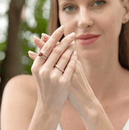 Stackable Promise Ring Set - Custom Birthstone in Sterling Silver - Ideal for Engagements, Weddings, Anniversaries - Belbren