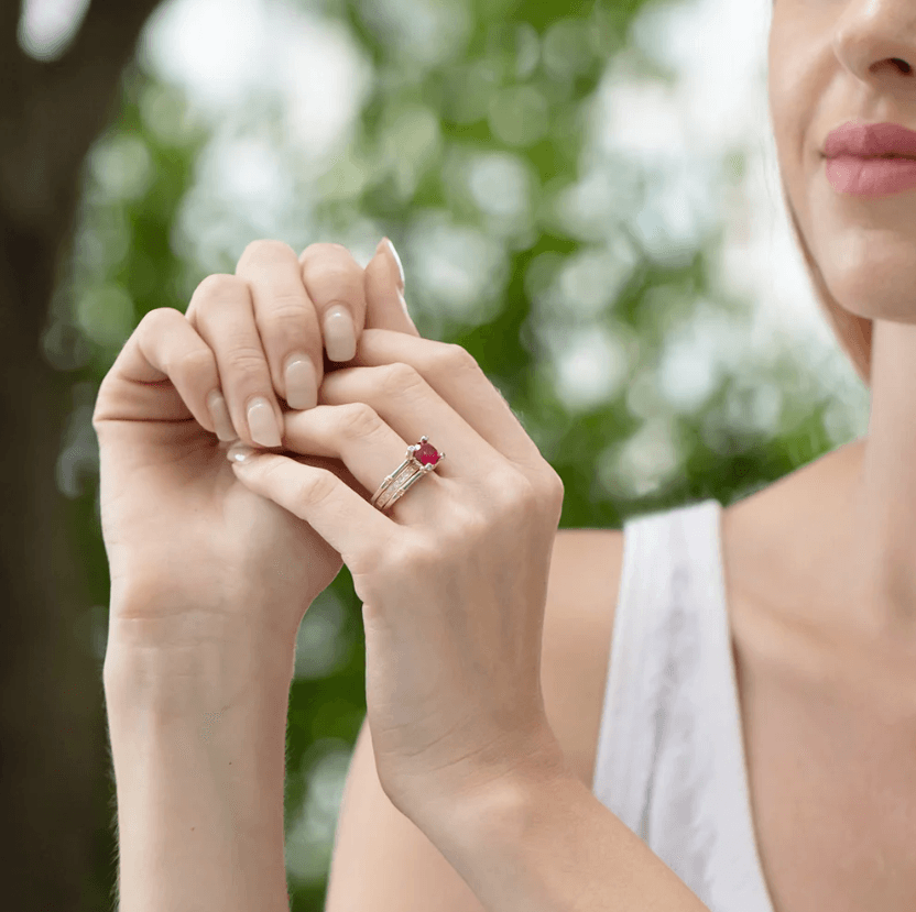 Stackable Promise Ring Set - Custom Birthstone in Sterling Silver - Ideal for Engagements, Weddings, Anniversaries - Belbren